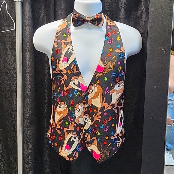 Specialty Vintage Looney Tunes Backless Vest and Matching Bowtie